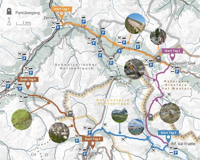 Der Drei Pärke Weg lädt dazu ein, Biodiversität im Herzen der Alpen zu entdecken.