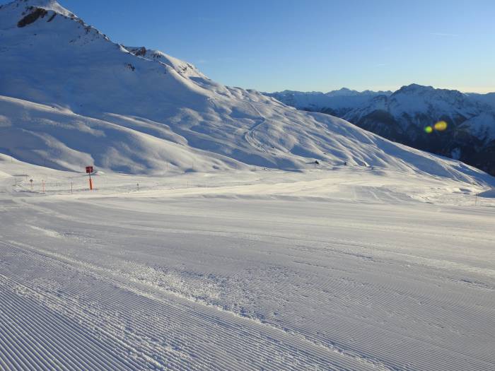 Perfekt präparierte Pisten für die Wintersaison auf der Motta.
