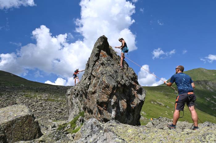 Kletterfelsen auf der Alp Trida.