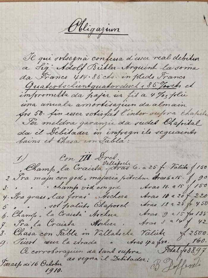 Battista Defendi hatte zu viele Schulden angehäuft und musste mit Land und Haus bürgen.